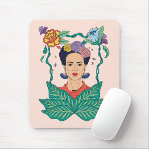 Frida Kahlo Floral Frame Graphic Mousepad