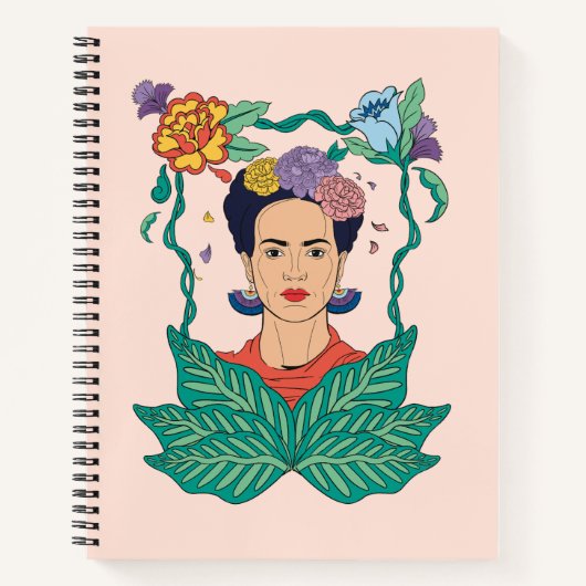 Frida Kahlo Floral Frame Graphic Notizblock (Vorderseite)