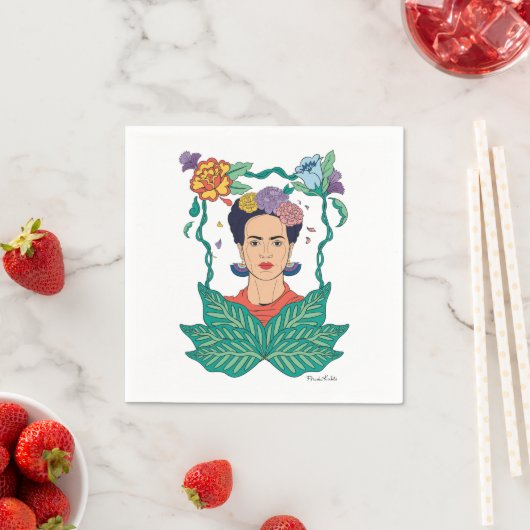 Frida Kahlo Floral Frame Graphic Serviette (Beispiel)