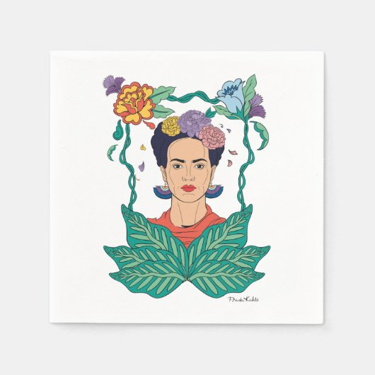 Frida Kahlo Floral Frame Graphic Serviette (Vorderseite)