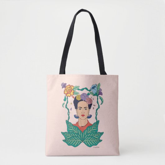 Frida Kahlo Floral Frame Graphic Tasche (Vorderseite)