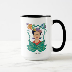 Frida Kahlo Floral Frame Graphic Tasse