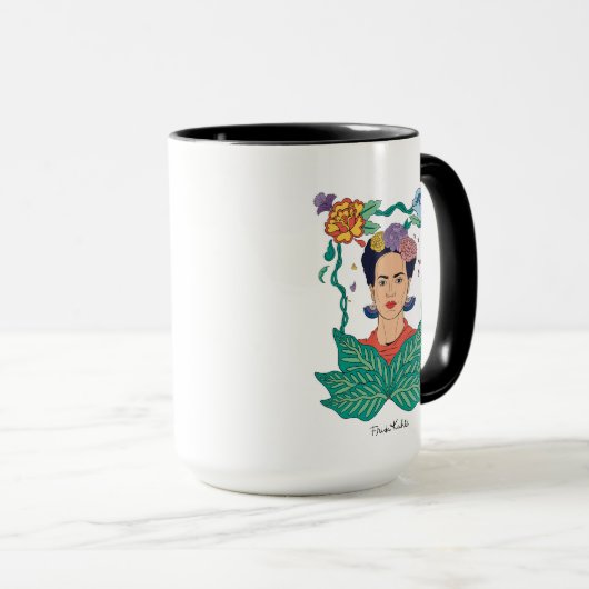 Frida Kahlo Floral Frame Graphic Tasse (VorderseiteRechts)