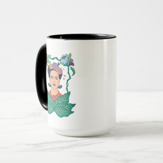 Frida Kahlo Floral Frame Graphic Tasse (Vorderseite Links)
