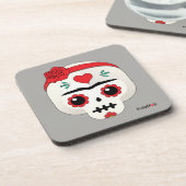 Frida Kahlo | FridaMoji - Zuckerschädel Getränkeuntersetzer (Linke Seite)