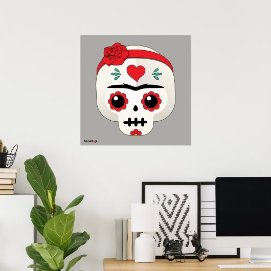 Frida Kahlo | FridaMoji - Zuckerschädel Poster (Heimbüro)