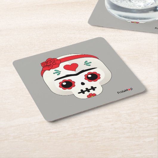 Frida Kahlo | FridaMoji - Zuckerschädel Rechteckiger Pappuntersetzer (angewinkelt)