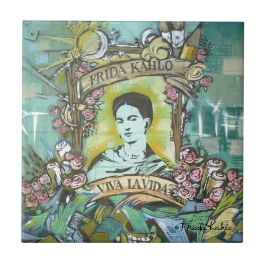 Frida Kahlo Graffiti Fliese (Vorderseite)