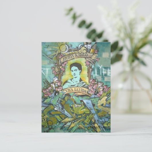 Frida Kahlo Graffiti Postkarte (Stehend Vorderseite)