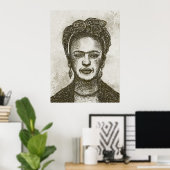 FRIDA KAHLO handgezeichnetes Kunstposter Poster (Heimbüro)