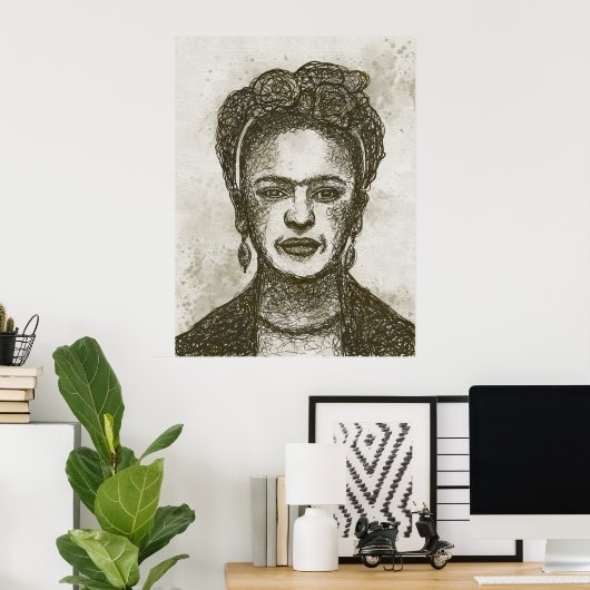 FRIDA KAHLO handgezeichnetes Kunstposter Poster (Heimbüro)