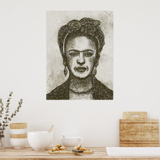 FRIDA KAHLO handgezeichnetes Kunstposter Poster (Küche)