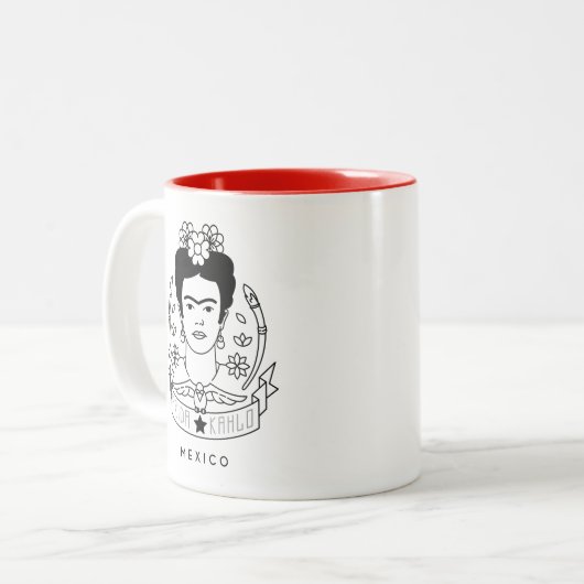 Frida Kahlo | Heroína Zweifarbige Tasse (Vorderseite Links)