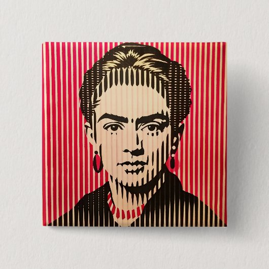 Frida Kahlo im BAUHAUS-Stil Button (Vorderseite)