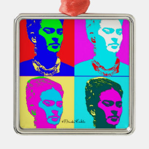 Frida Kahlo inspiriertes Porträt Silbernes Ornament