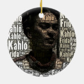 Frida Kahlo Lettering Portrait Keramik Ornament (Hinten)