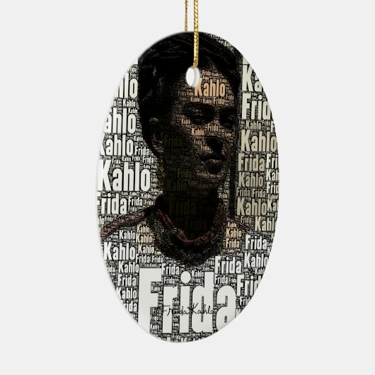 Frida Kahlo Lettering Portrait Keramikornament (Rechts)