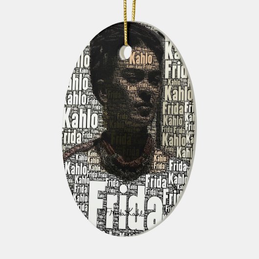 Frida Kahlo Lettering Portrait Keramikornament (Links)