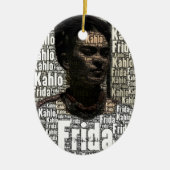 Frida Kahlo Lettering Portrait Keramikornament (Vorne)