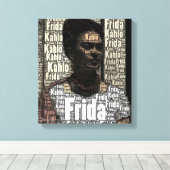 Frida Kahlo Lettering Portrait Leinwanddruck (Insitu (Holzboden))