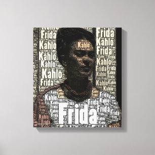 Frida Kahlo Lettering Portrait Leinwanddruck