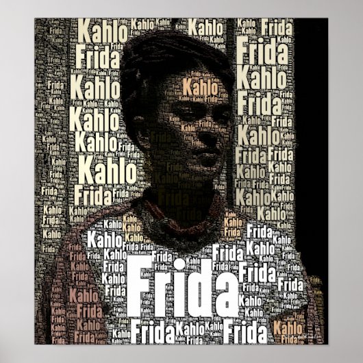 Frida Kahlo Lettering Portrait Poster (Vorne)