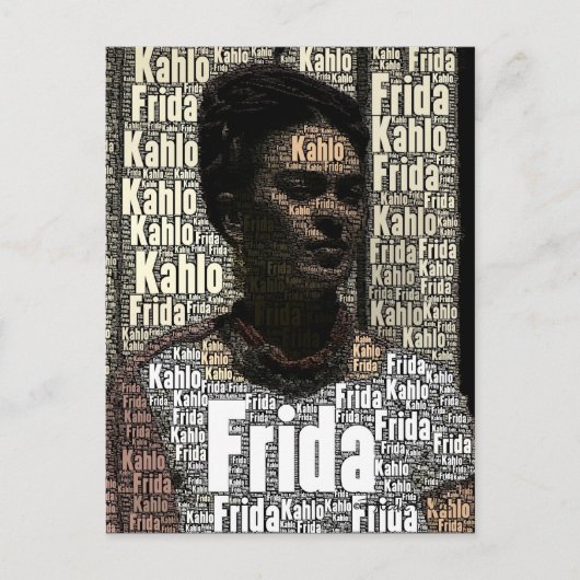 Frida Kahlo Lettering Portrait Postkarte (Vorderseite)