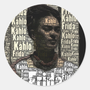 Frida Kahlo Lettering Portrait Runder Aufkleber