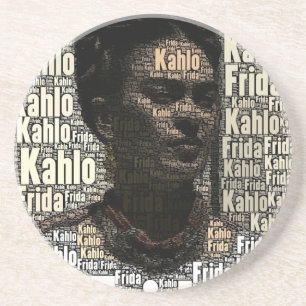 Frida Kahlo Lettering Portrait Sandstein Untersetzer