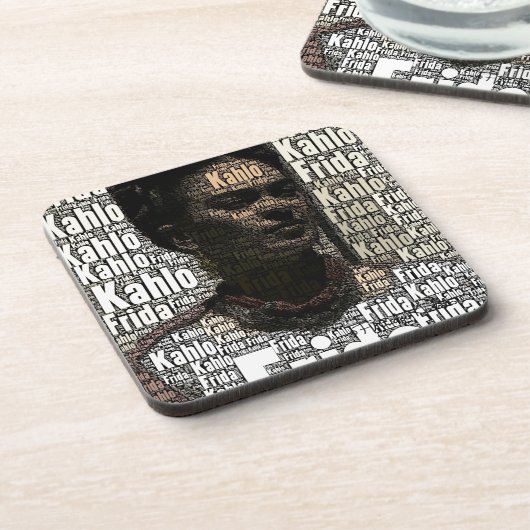 Frida Kahlo Lettering Portrait Untersetzer (Linke Seite)