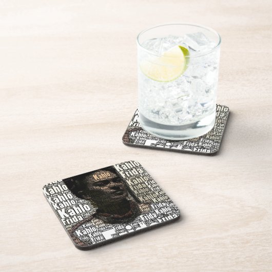 Frida Kahlo Lettering Portrait Untersetzer (Rechte Seite)