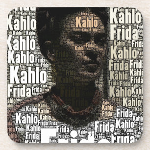 Frida Kahlo Lettering Portrait Untersetzer