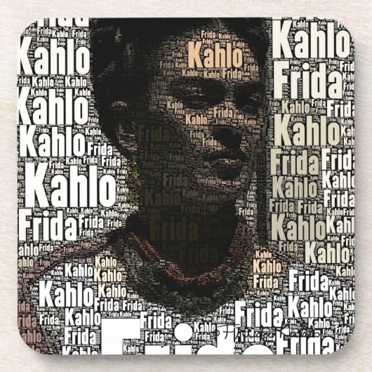 Frida Kahlo Lettering Portrait Untersetzer (Vorderseite)