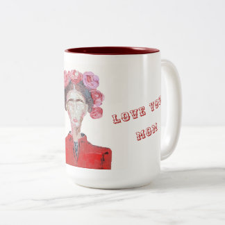 Frida Kahlo Liebe Sie Mama Weiß und Rot Gesichtslo Zweifarbige Tasse