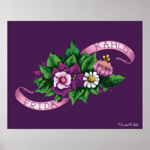 Frida Kahlo   lila Blumenblumenstrauß Poster