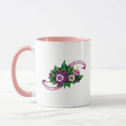 Frida Kahlo | lila Blumenblumenstrauß Tasse (Links)