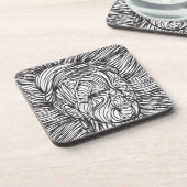 Frida Kahlo Lines Portrait Getränkeuntersetzer (Linke Seite)