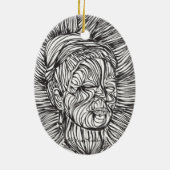 Frida Kahlo Lines Portrait Keramikornament (Hinten)