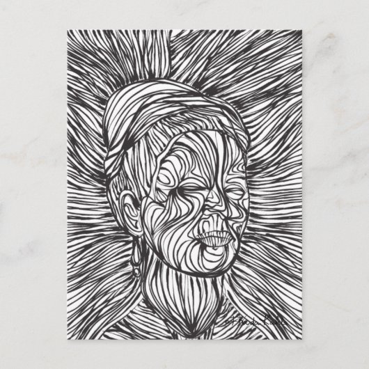 Frida Kahlo Lines Portrait Postkarte (Vorderseite)