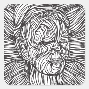 Frida Kahlo Lines Portrait Quadratischer Aufkleber