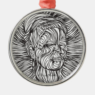 Frida Kahlo Lines Portrait Silbernes Ornament