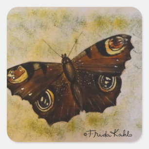 Frida Kahlo malte Schmetterling Quadratischer Aufkleber