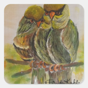 Frida Kahlo malte Vögel Quadratischer Aufkleber