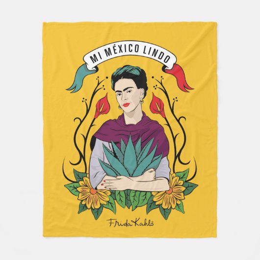 Frida Kahlo| Mi Mexico Lindo Fleecedecke (Vorderseite)