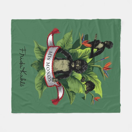 Frida Kahlo | Mis Monos Fleecedecke (Vorderseite (Horizontal))