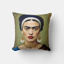 Frida Kahlo mit Pearl Earrings Throw Kahlo Kissen