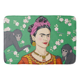 Frida Kahlo Monkey Graphic Badematte