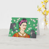 Frida Kahlo Monkey Graphic Karte (Gelbe Blume)
