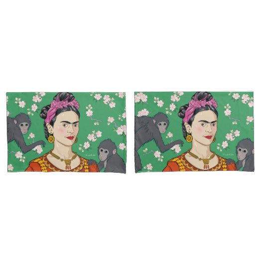 Frida Kahlo Monkey Graphic Kissenbezug (Vorderseite-Set)
