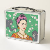 Frida Kahlo Monkey Graphic Metall Brotdose (Rückseite)